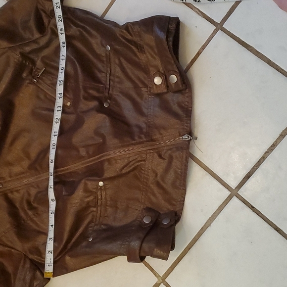 Bisou Bisou Jacket Size XL Coper Brown Biker Bomber Moto - Picture 11 of 14